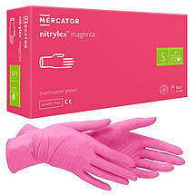 Рукавички нітрилові Nitrylex® Magenta, щільність 3.5 г. - рожеві (100 шт), фото 3