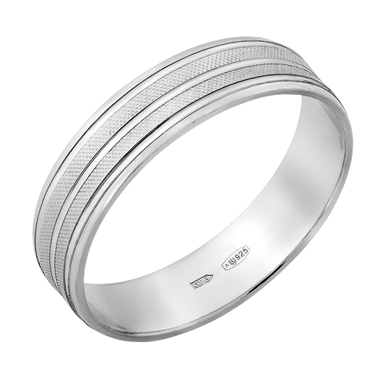 Срібна обручка із глибокими паралельними полосками, фото 1