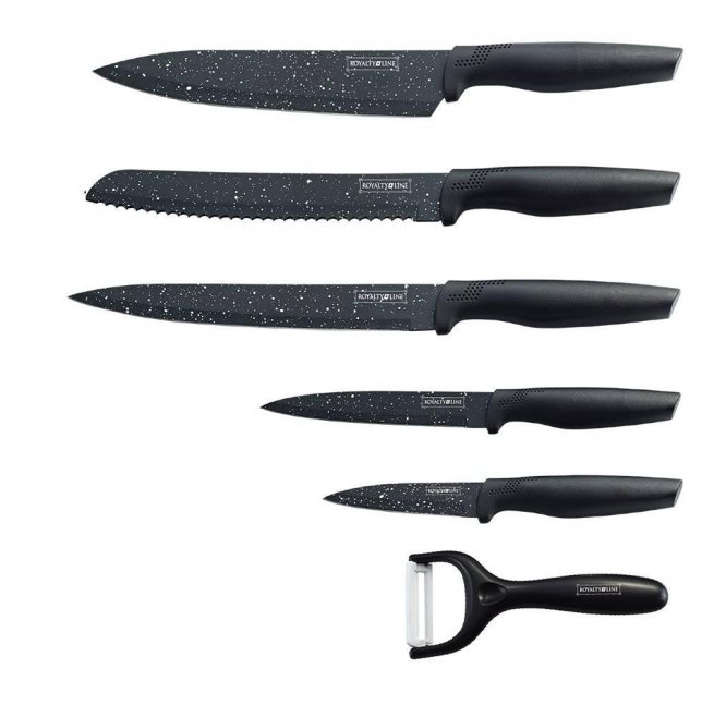 Набір кухонних ножів Royalty Line RL-MB5 з антипригарним покриттям і керамічною овочестинкою