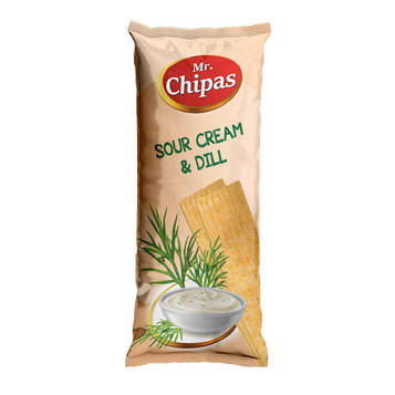 Чіпси Mr. Chipas Sour Cream and Dill, сметана і кріп, 75г, 20 шт/ящ