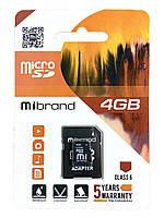 Флешка Micro 4GВ Mibrand с адаптером 110101