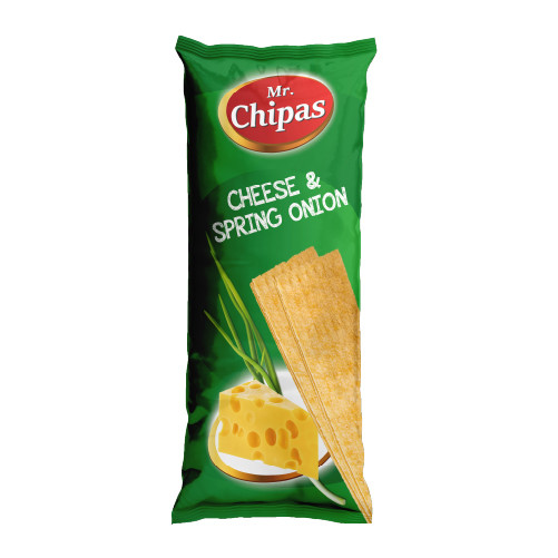 Чіпси Mr. Chipas Cheese and Spring Onion, сир і зелена цибуля, 75г, 20 шт/ящ, фото 1