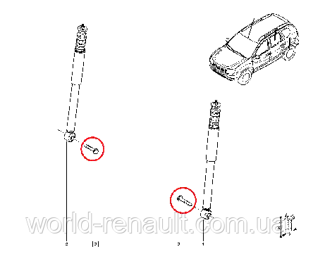 Renault (Original) 7703602216 — Болт кріплення заднього амортизатора на Рено Дастер 4х2, фото 2