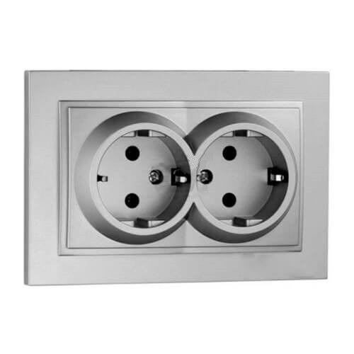 Розетка 2-а з/з  DESPINA  СРІБЛЯСТИЙ (арт. 102-212104-120), фото 1