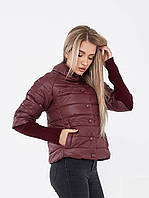 Жіноча коротка куртка демісезонна. Колір бордо.