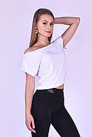 Модная женская футболка-топ "Хулиганка", однотонный, белая