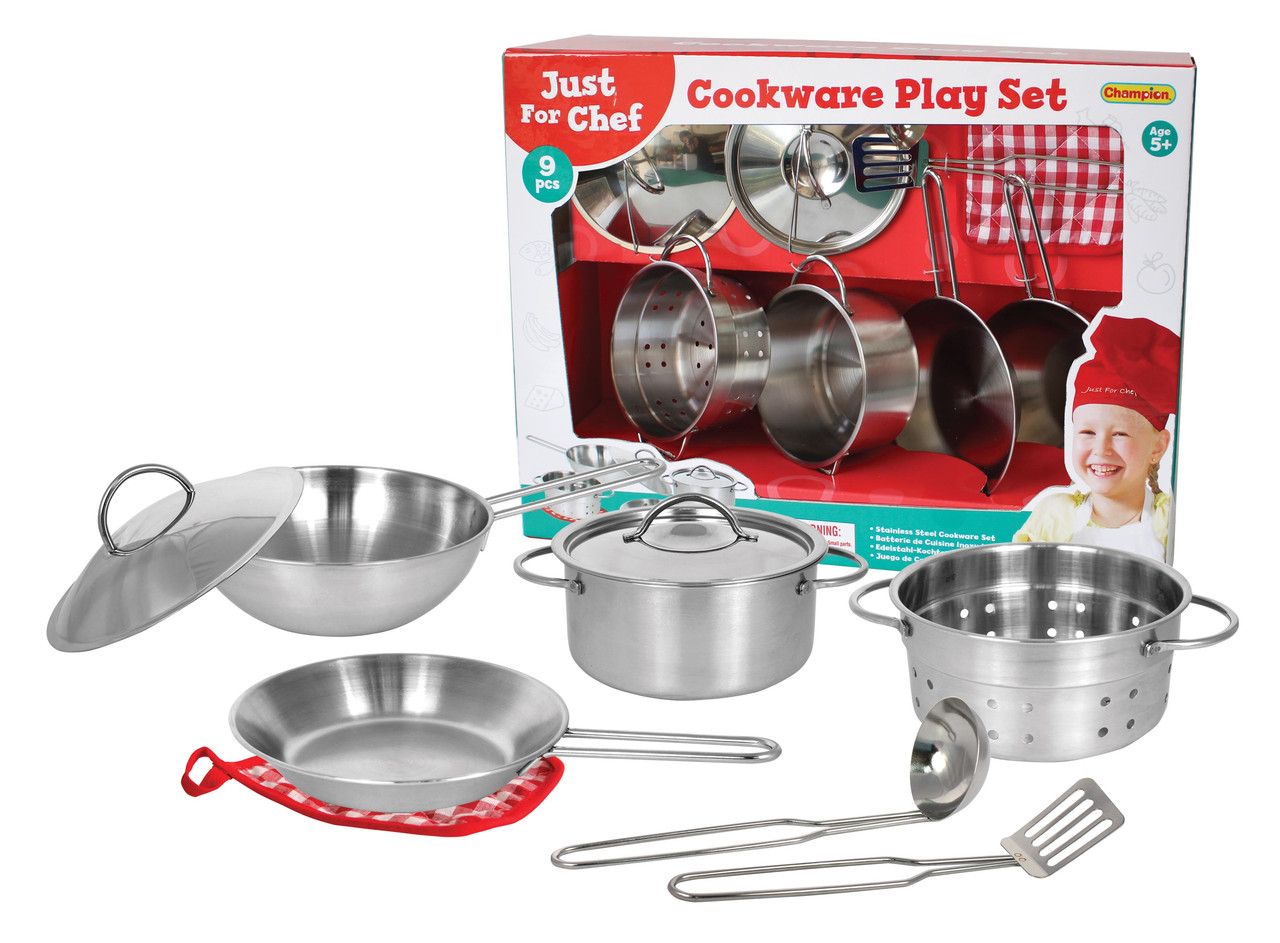 Набор игровой посуды - кухонный, 9 шт, 40,7x30,5x12,7 см, нержавеющая ...