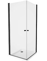 Черная душевая кабина с прозрачным стеклом Mexen Pretoria Duo + белый поддон 5 см