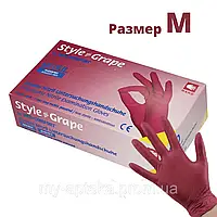 Перчатки бордовые нитриловые Style Grape неопудренные, (AMPri) розмір М