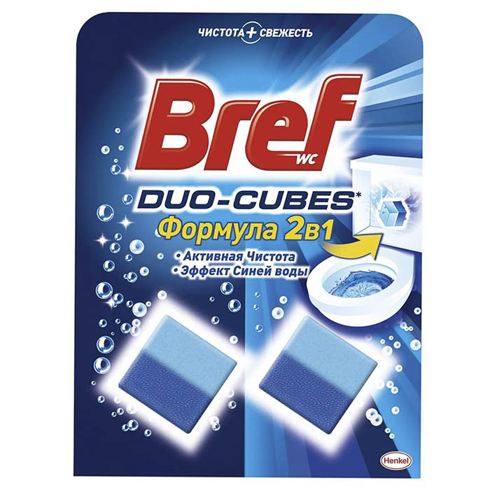 Кубики для зливного бачка унітазу Bref Дуо-Куб 2в1 2х50 г