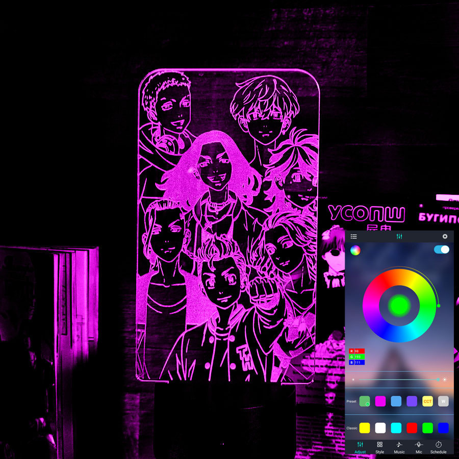 Акриловий світильник-нічник керування з телефона Токійські месники 2 tty-n001898