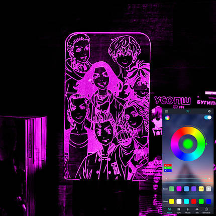 Акриловий світильник-нічник керування з телефона Токійські месники 2 tty-n001898, фото 1