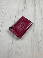 Шкіряний гаманець з кишенею спереду гладка фактура С02-КТ-10258 Малиновий