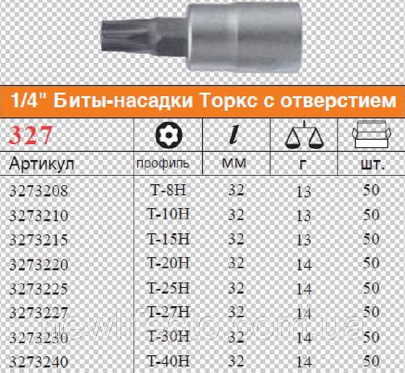 1/4" Головка-бита Torx с отверствием Т15Н L=32 мм - фото 2 - id-p273810693