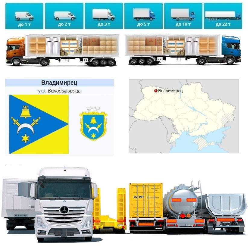 Вантажоперевезення  із Володимиреця у Володимирець