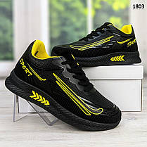 Кросівки підліткові для хлопчика чорні з жовтим Paliament 1803, фото 5
