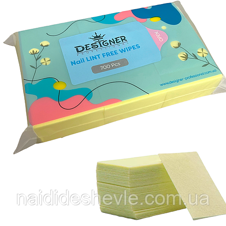 Безворсові одноразові серветки Дізайнер/ кольорові, 700 шт в упаковці Жовтий, фото 2