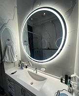 Кругове дзеркало з фронтальним лід підсвічуванням великого в рамі і без рами 50