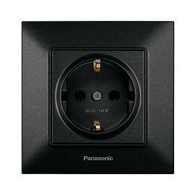Розетка Panasonic Arkedia Slim чорна із заземленням WNTC02022BL-UA