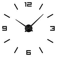 Настенные часы 3D Большие "Instant" - 3Д часы наклейка с зеркальным эффектом, необычные настенные часы стикеры Черный