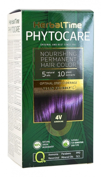 Фарба для волосся безаміачна Herbal Time Phytocare №4V Баклажан 125 мл