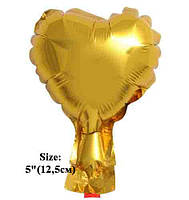 Шар фольгированный "Сердце Золото". Размер:5"(12,5см). Пр-во: Китай