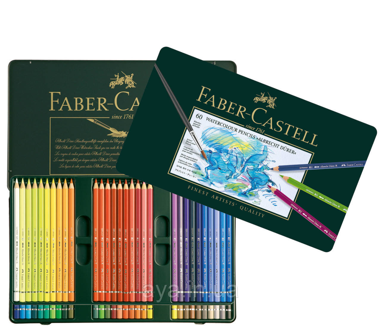 Набір акварельних олівців Faber - Castell Albrecht Дюрера 60 кольорів в металевій коробці, 117560