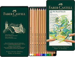 Набір пастельних олівців Faber-Castell PITT PASTEL 12 кольорів в металевій коробці, 112112