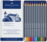 Акварельні олівці Faber-Castell Goldfaber Aqua 12 цв. в металевій коробці, 114612, фото 3