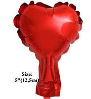 Куля фольгована "Серце Червона". Розмір: 5"(12,5см). Пр-во: Китай