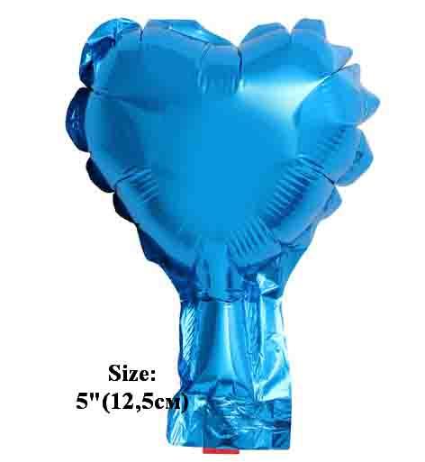 Куля фольгована "Серце Синя". Розмір: 5"(12,5см). Пр-во: Китай