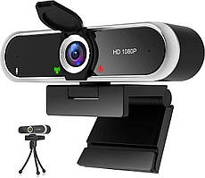 Веб-камера з мікрофоном, Full HD 1080P Web-камера з штативом, USB Plug & Play для відеочату