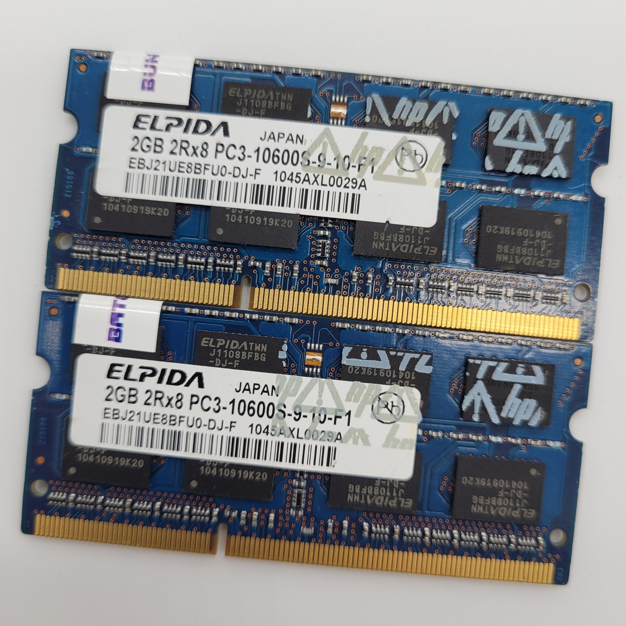 Пара оперативної пам'яті для ноутбука Elpida SODIMM DDR3 4Gb (2+2) 1333MHz 10600s CL9 (EBJ21UE8BFU0-DJ-F) Б/В
