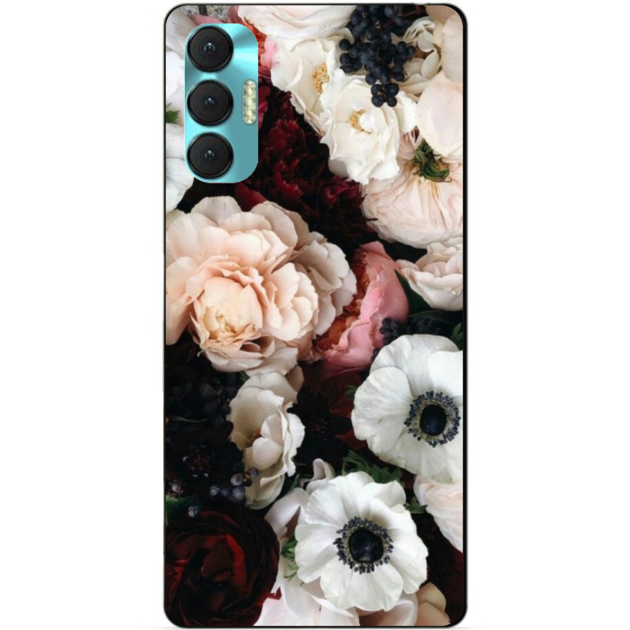 Силиконовий бампер чохол для Tecno Spark 8p з рисунком Білі Макі