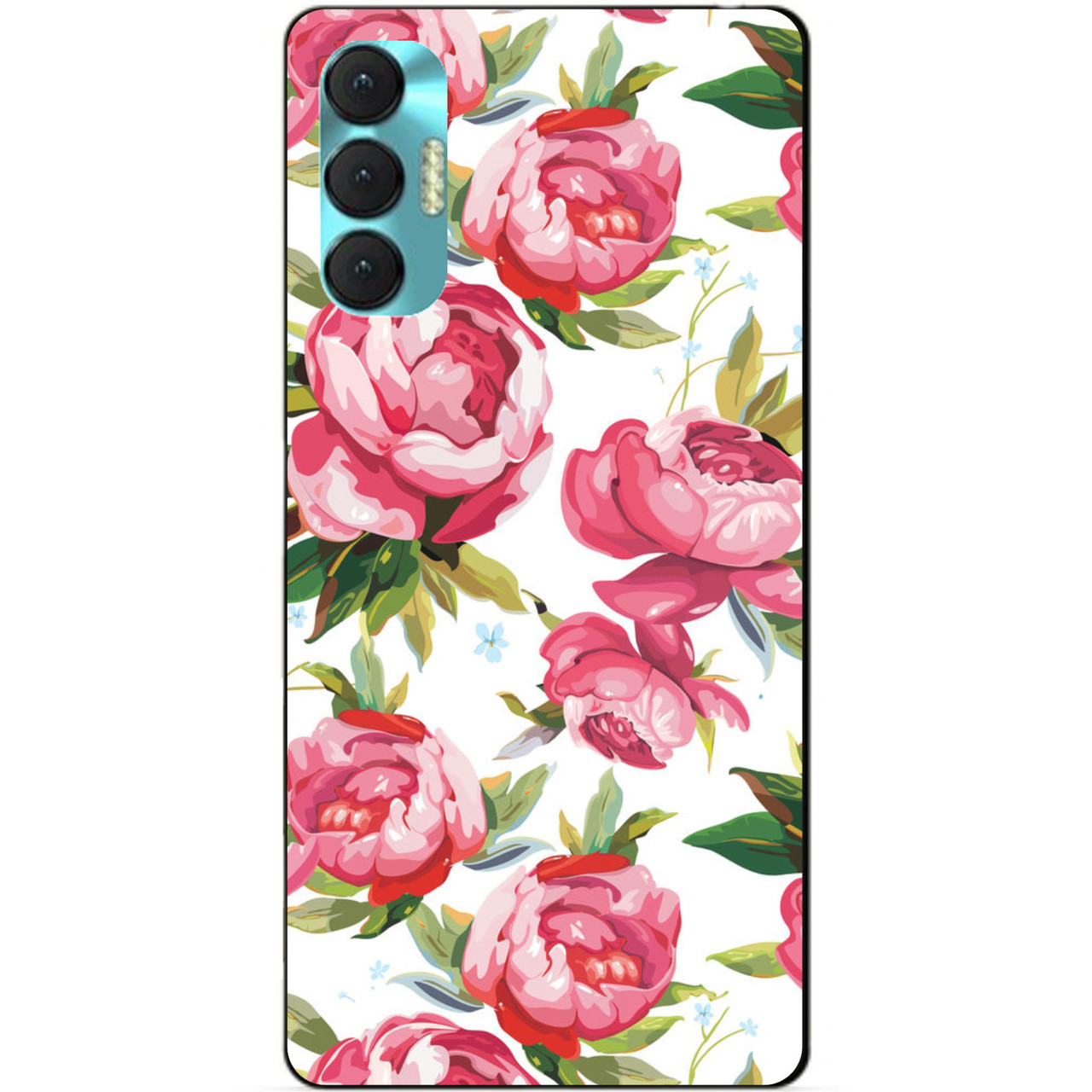 Силиконовий бампер чохол для Tecno Spark 8p з рисунком Піони