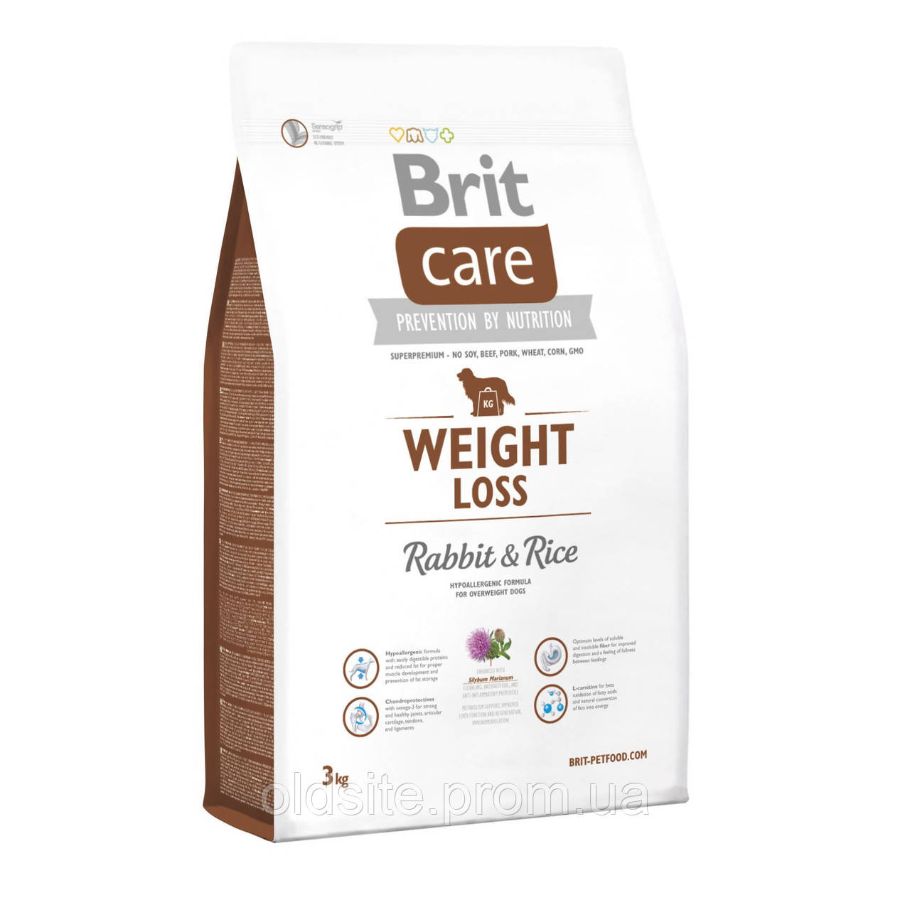 Корм Brit Care Weight Loss Rabbit and Rice гіпоалергенний сухий для дорослих собак всіх порід з надмірною вагою або схильних до її