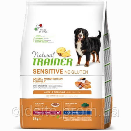 Корм Natural Trainer Dog Sensitive Adult Medium&Maxi With Salmon сухий монопротеїновий з лососем для дорослих собак середніх та