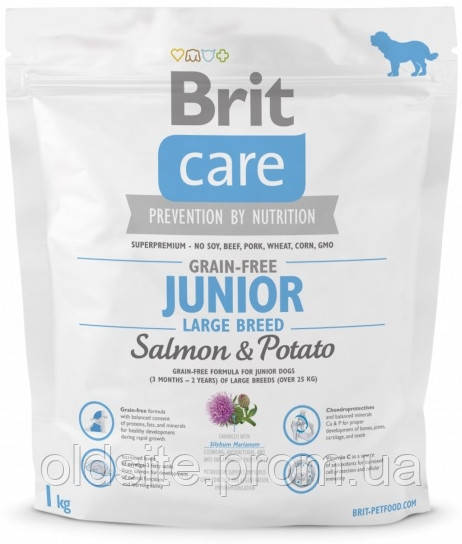 Корм Brit Care Grain Free Junior Large Breed Salmon & Potato беззерновий з лососем для молодих собак великих порід 1 кг