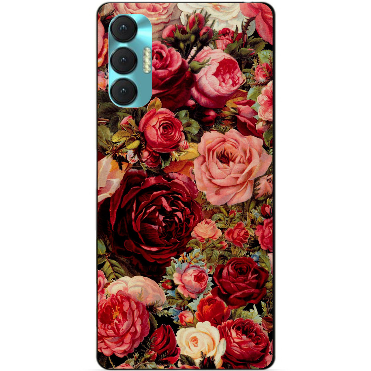 Силиконовий бампер чохол для Tecno Spark 8p з рисунком Червоні Рози