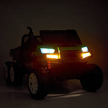 Дитячий електромобіль Джип Bambi M 4285EBLR-6(24V) двомісний із причепом Жовтий, фото 4
