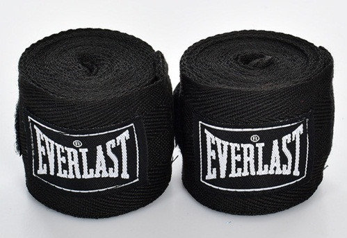 Бинти боксерські Everlast, 3 м, бавовна, не еластичні, різн. кольори чорний