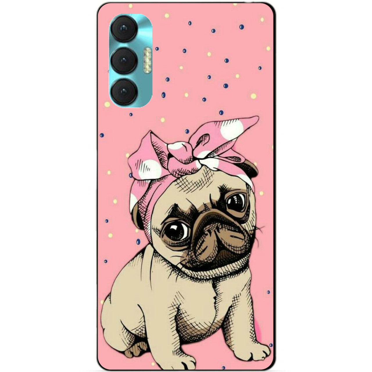 Силиконовий бампер чохол для Tecno Spark 8p з рисунком Мопс в косинці