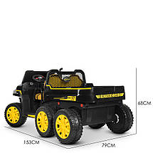 Дитячий електромобіль Джип Bambi M 4285EBLR-6(24V) двомісний із причепом Жовтий, фото 6