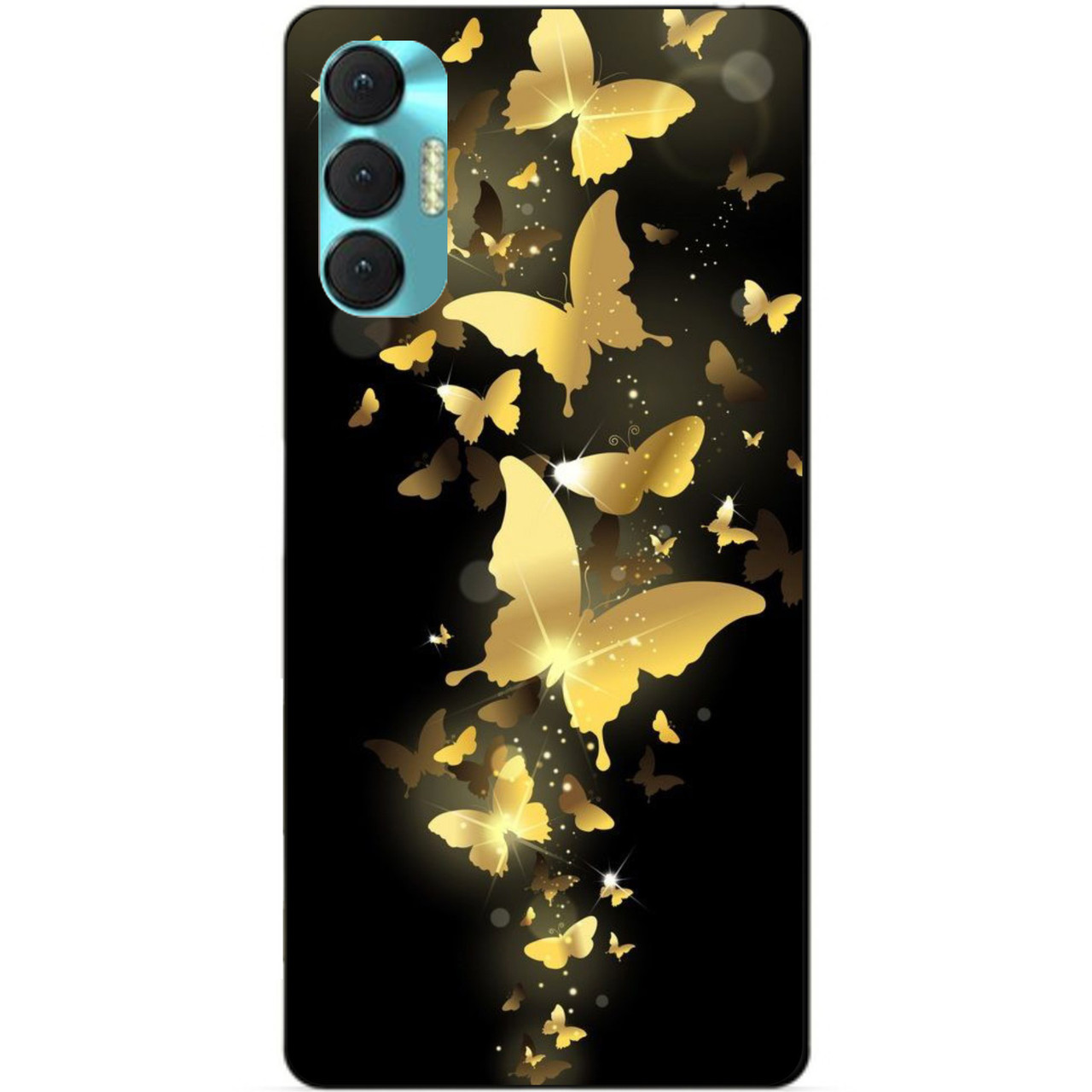 Силиконовий бампер чохол для Tecno Spark 8p з рисунком Золоті метелики