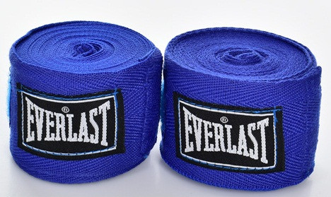Бинти боксерські Everlast, 4 м, бавовна, не еластичні, різн. кольори синій