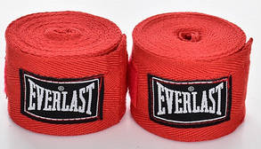 Бинти боксерські Everlast, 4 м, бавовна, не еластичні, різн. кольори Червоний