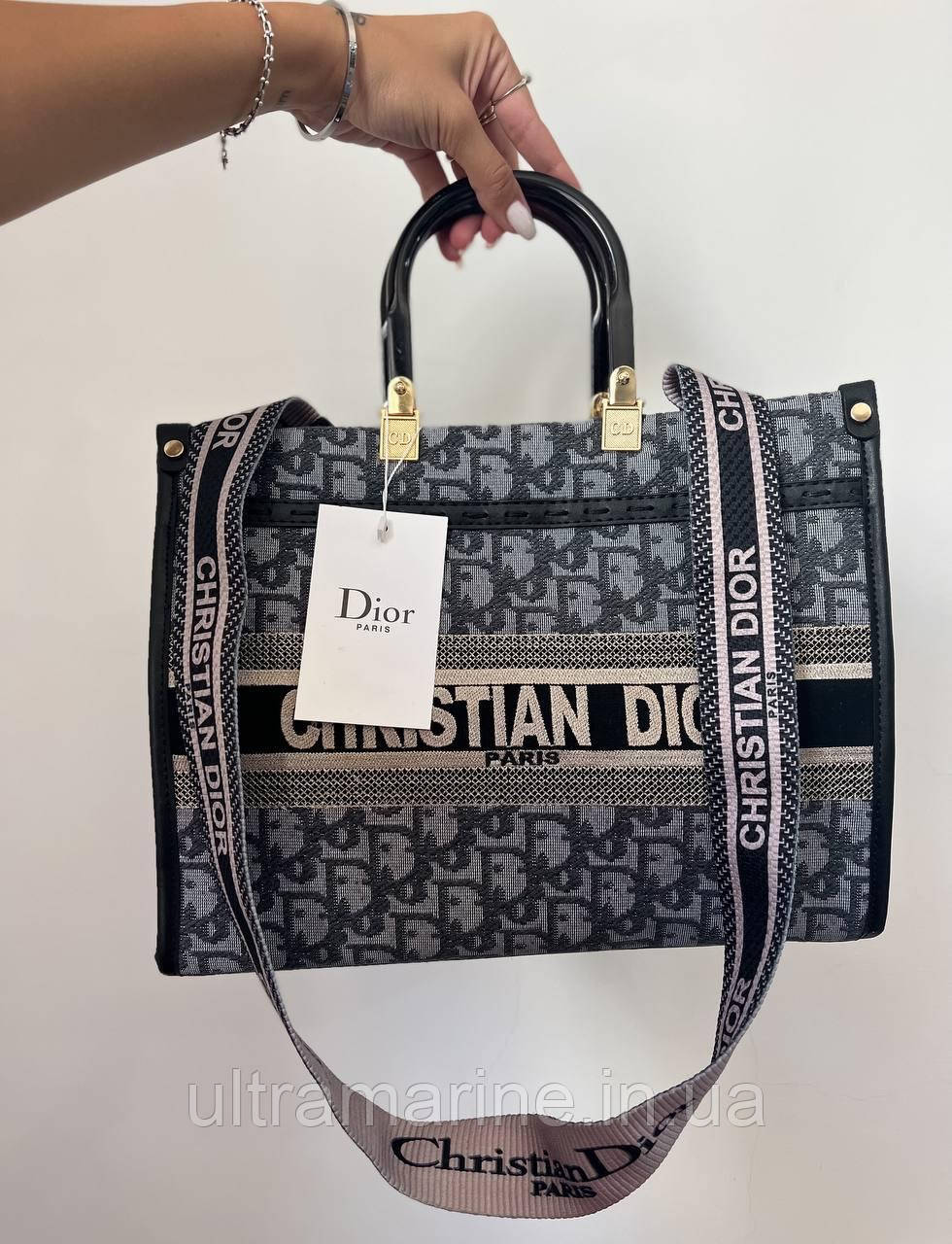 Стильна ділова сумка Christian Dior 35х29х15см текстильна (Крістіан Діор люкс копія Туреччина)