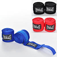 Бинты боксерские Everlast, 3м, хлопок, нейлон, немного эластичные, разн. цвета