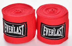 Бинти боксерські Everlast, 3 м, бавовна, нейлон, трохи еластичні, різн. кольори Червоний