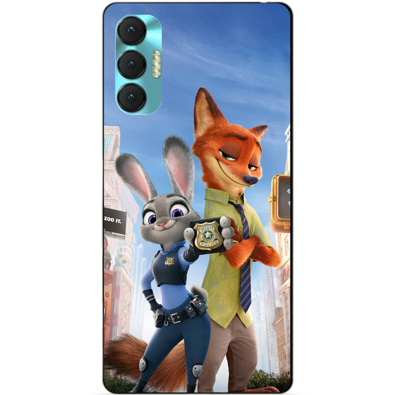 Силиконовий бампер чохол для Tecno Spark 8p з рисунком Зверополіс